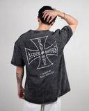 AFTER HOURS // Cross Oversized Tee Acid Wash Black
